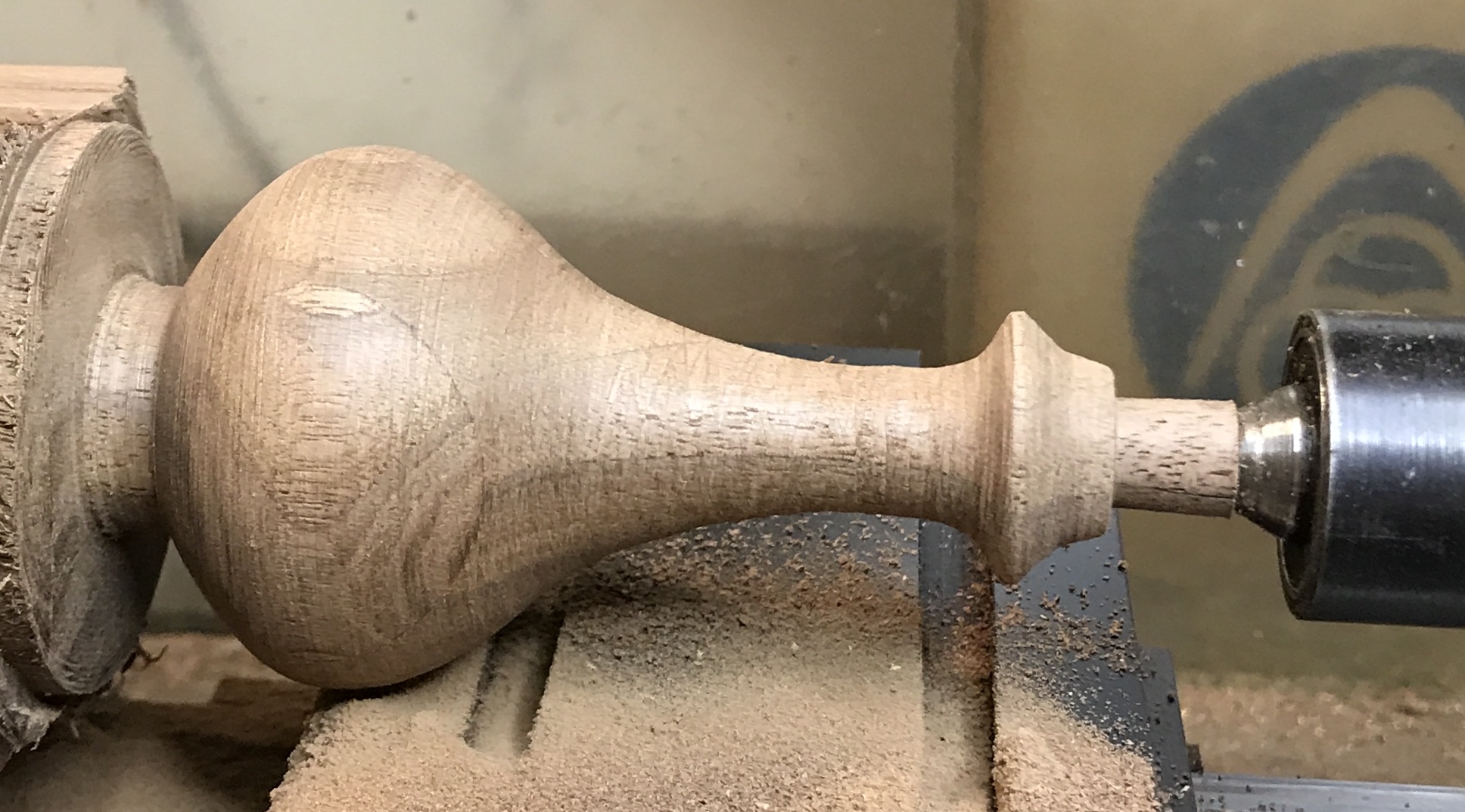 Handle rasped and filed on the lathe